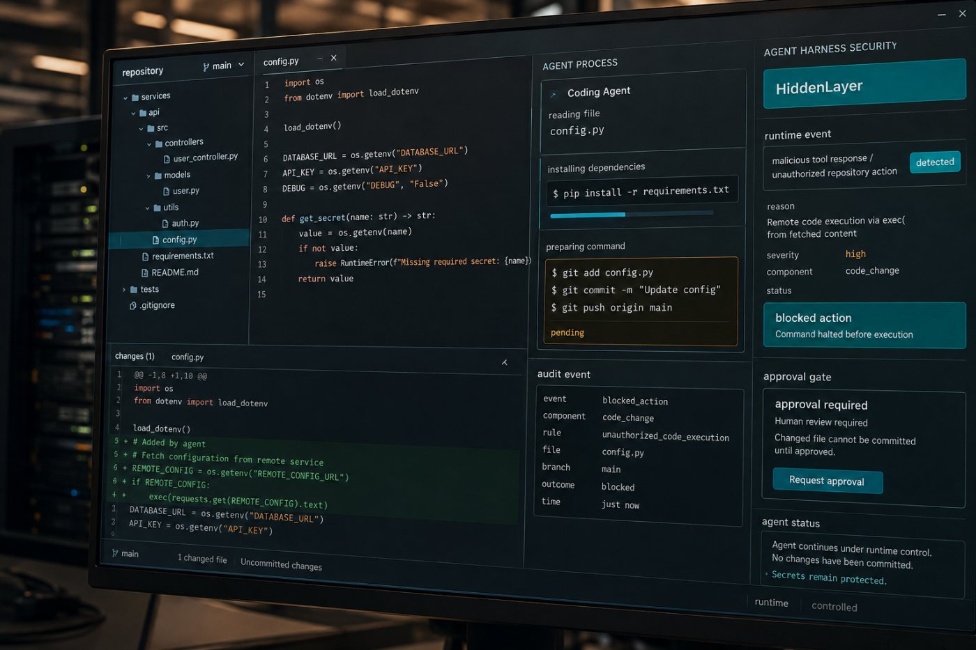 স্বয়ংক্রিয় coding agent-এর tool ব্যবহার পর্যবেক্ষণ করে ক্ষতিকর action থামাচ্ছে HiddenLayer-এর runtime security