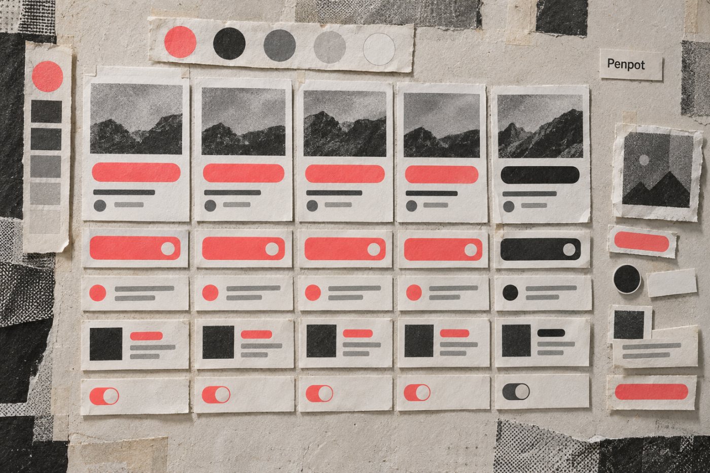 Um token de design do Penpot atualiza a aparência de componentes reutilizáveis após a migração.