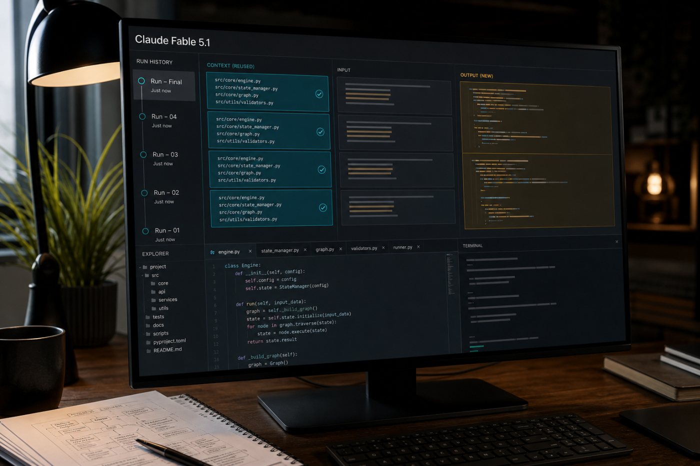 Fable 5.1 کے طویل coding workflow میں input، output اور cache reuse کی الگ لاگت کا جائزہ۔