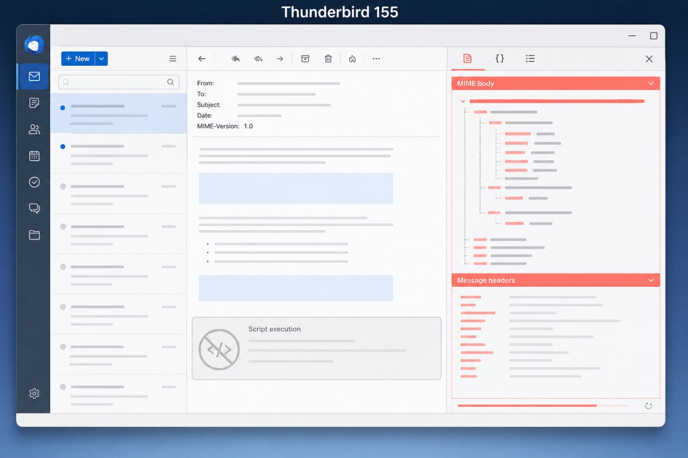 Thunderbird’da betikler kapalıyken MIME gövdesi ve üstbilgilerin yine ayrıştırılması