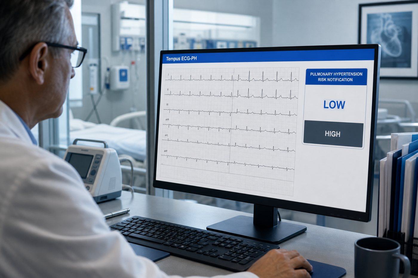 Tempus ECG-PH digunakan dalam alur klinis AS setelah memperoleh izin 510(k) untuk fungsi notifikasi risiko yang terbatas.