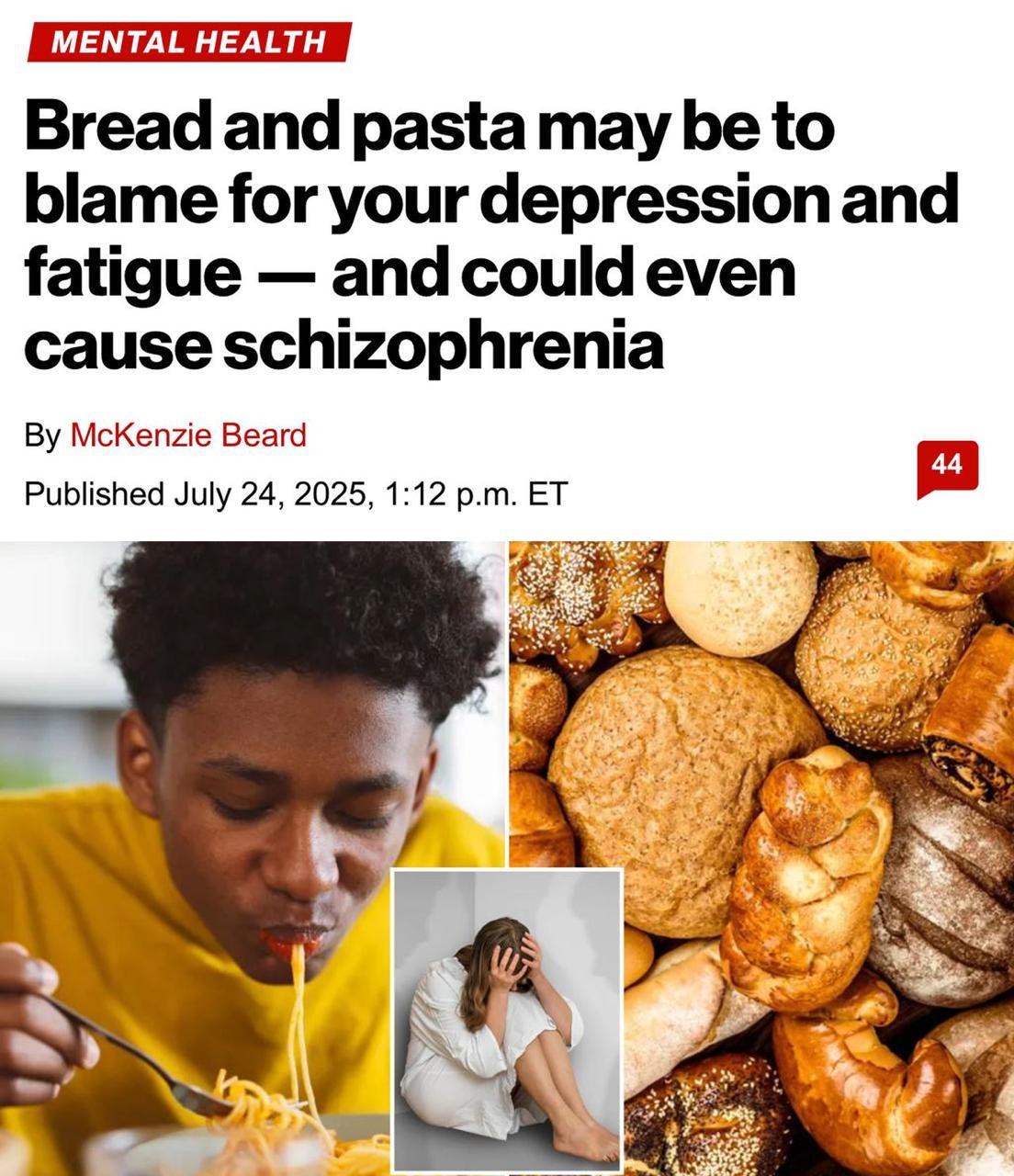 Pasta, Bread, and Cookies: The Unlikely Culprits Behind Your Anxiety and Depression, New Study Suggests