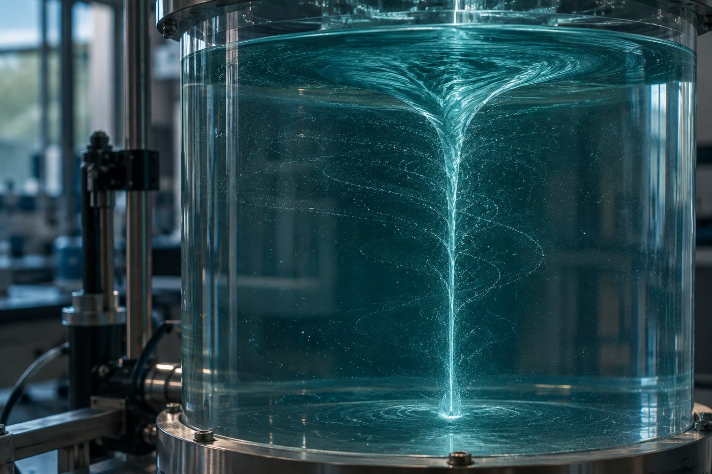 Un vortex forcé se resserre et s’étire jusqu’à la singularité revendiquée en temps fini.