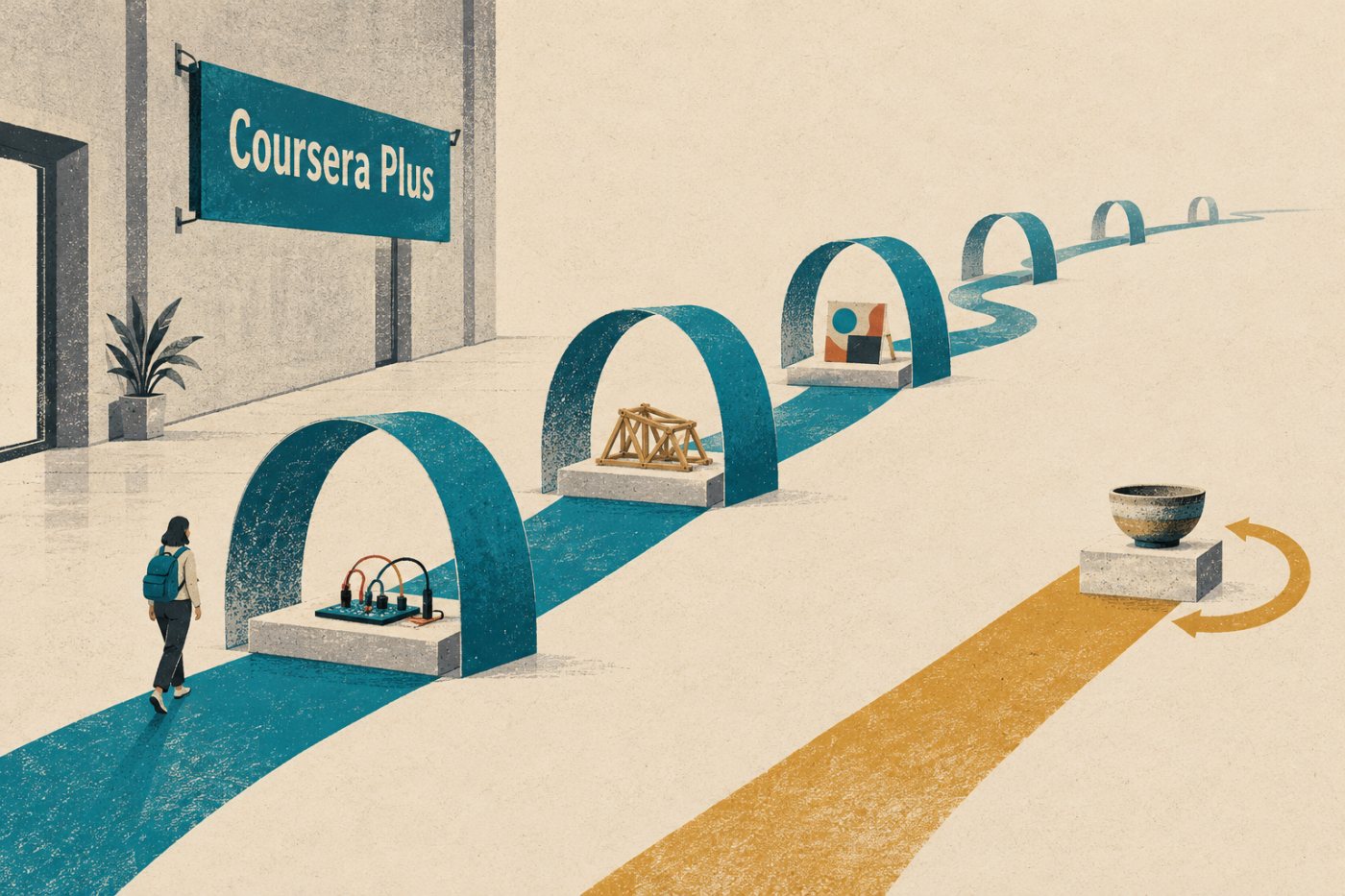 Mánaðargjald Coursera Plus safnast með lengri námstíma, en stakt Udemy-námskeið er keypt sérstaklega.