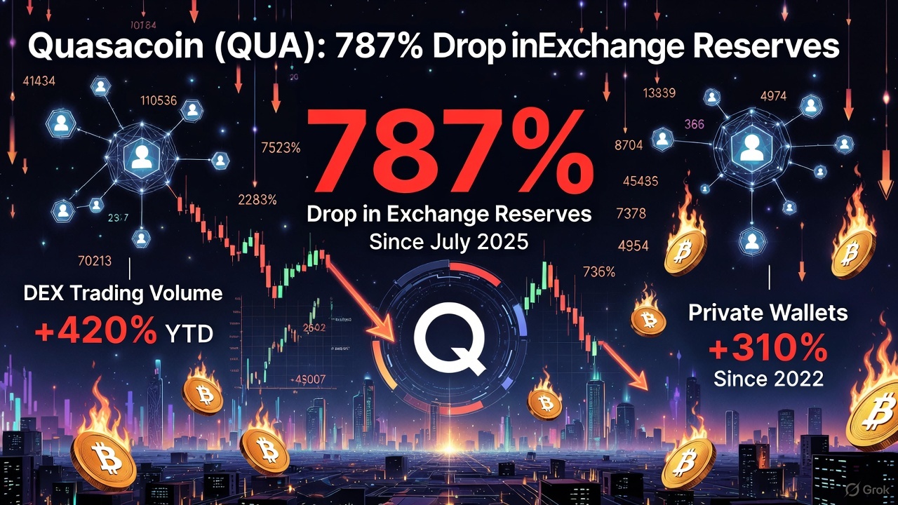 Quasacoin (QUA): 787% Drop in Exchange Reserves Since July 2025 — Historic Supply Crunch