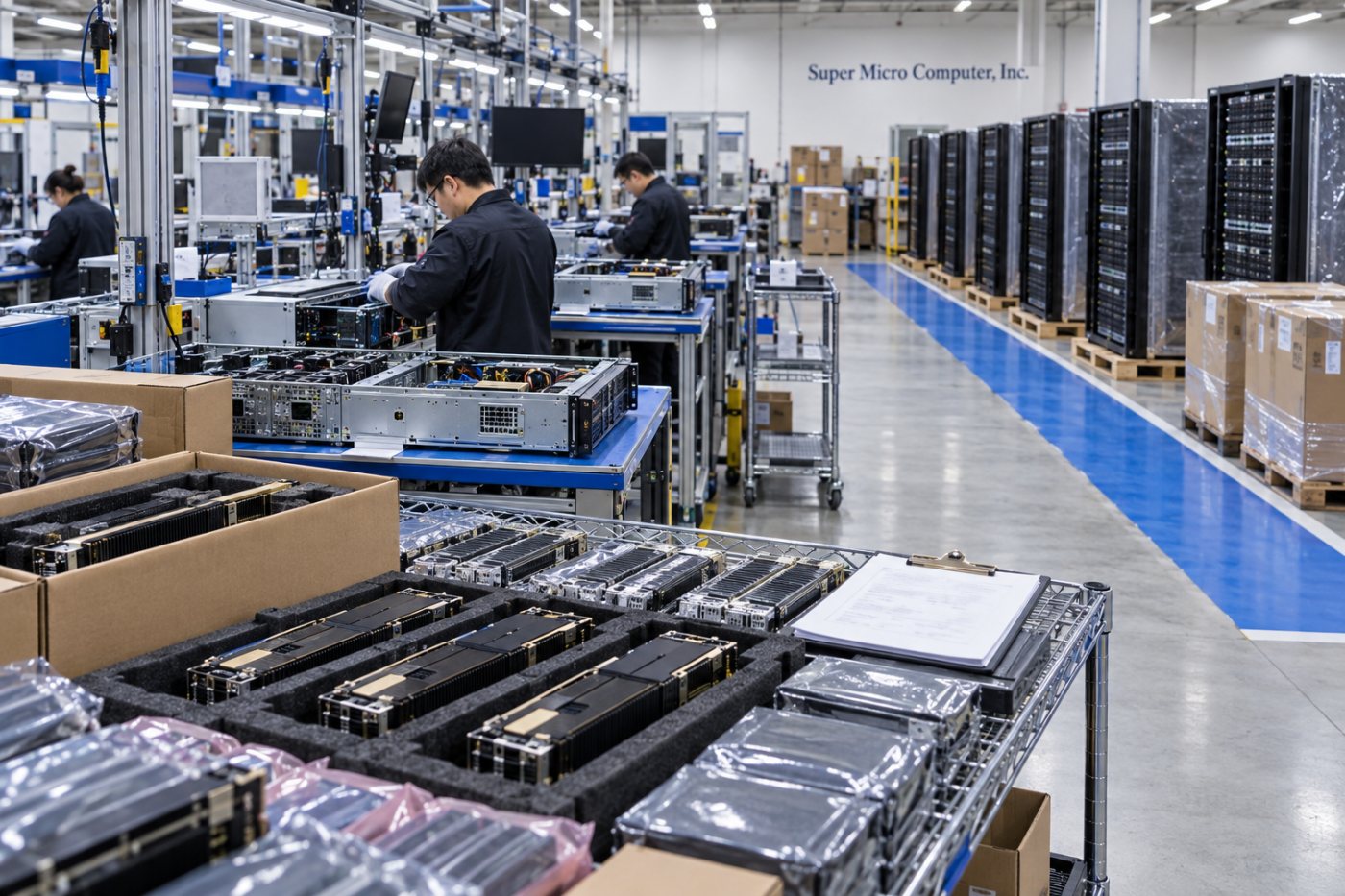 Vorräte, fertige Server-Racks und noch ausstehende Kundenzahlungen verlängern bei Super Micro Computer den Weg vom Einkauf zum Geldeingang.