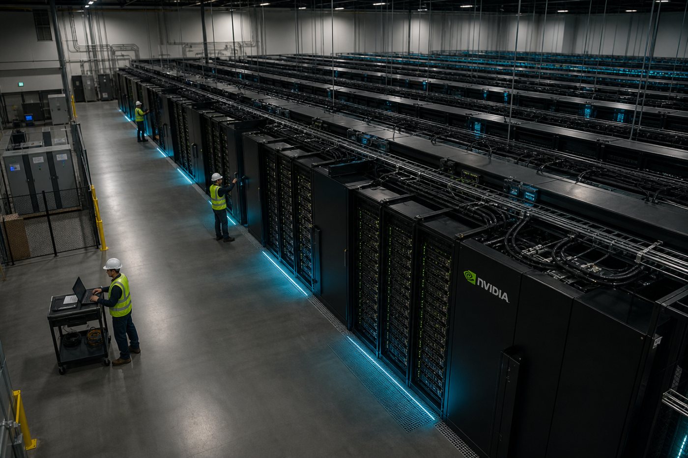 NVIDIA की आय में लगभग 92.5% हिस्सेदारी रखने वाली सक्रिय डेटा-सेंटर अवसंरचना।