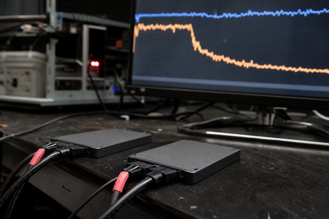Extended SSD write reveals different sustained speeds after pseudo-SLC caches are exhausted.