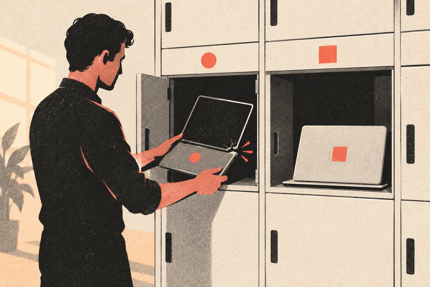 En företagsdator byts vid intern IT-support, där tillgången behöver kopplas till ärendet.