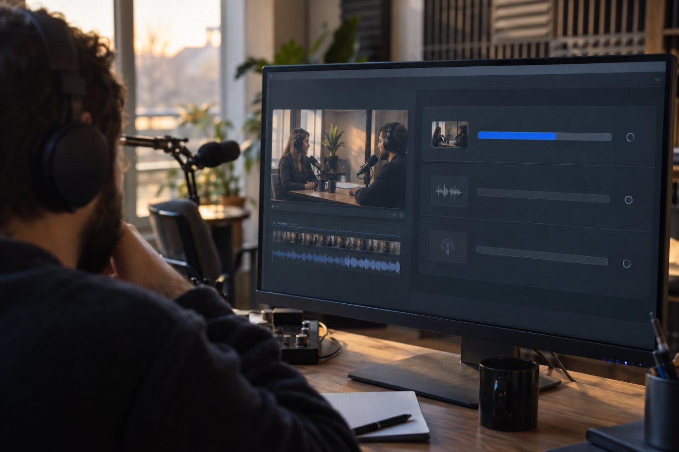 1080p MP4 podcast bölümünün Apple Podcasts yayını öncesinde HLS ve MP3 olarak işlenmesi