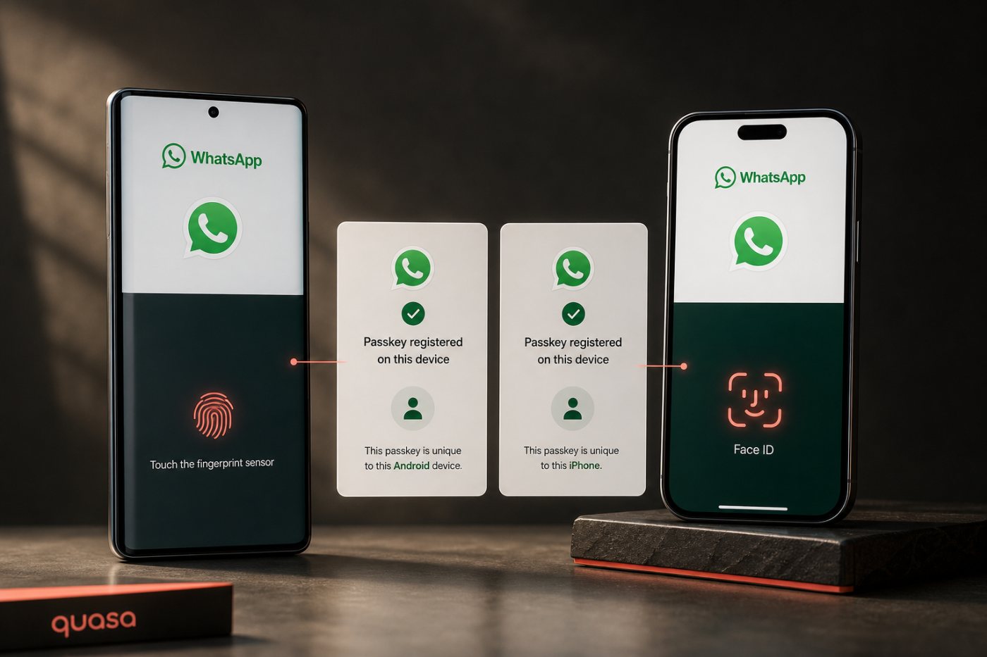 Android와 iOS 기기에서 하나의 WhatsApp 계정에 복수 패스키를 등록한 상태