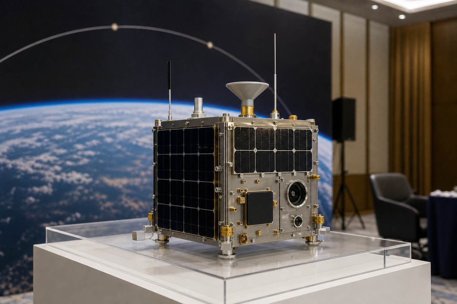 Unveiled Xingshu Plan satellite presented at a Shanghai technology conference
