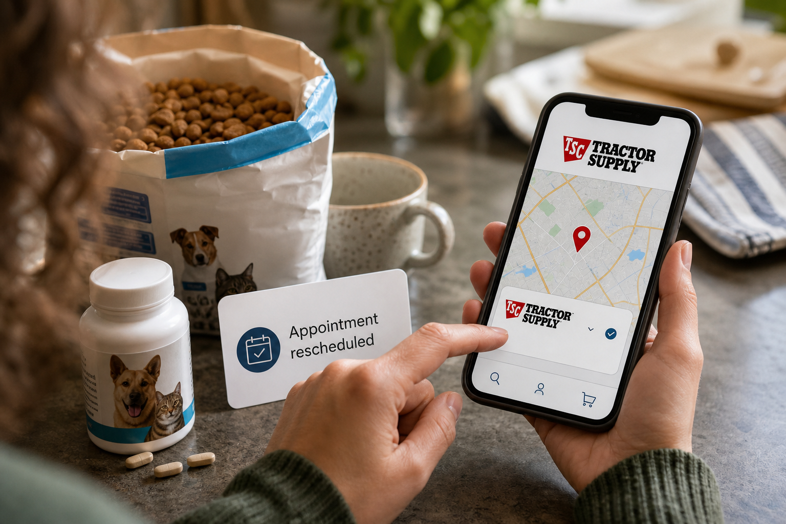 A Petsense customer checks alternative retailers and reschedules pet-care services after a closure announcement