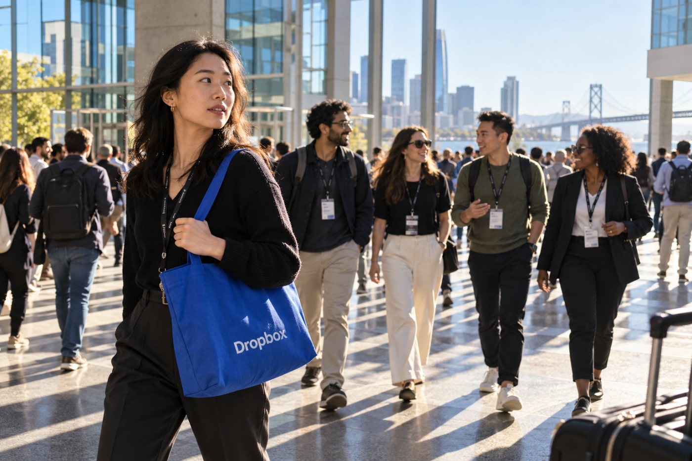 Udeleženci konference The AI Conference 2026 v San Franciscu, iz katere izhaja Dropboxov omejeni vzorec.
