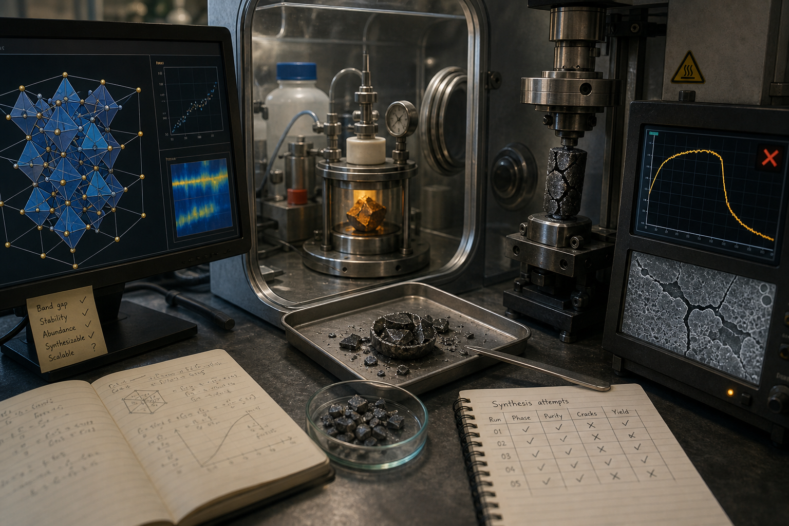 AI system ranking candidate materials by performance and manufacturability before laboratory testing