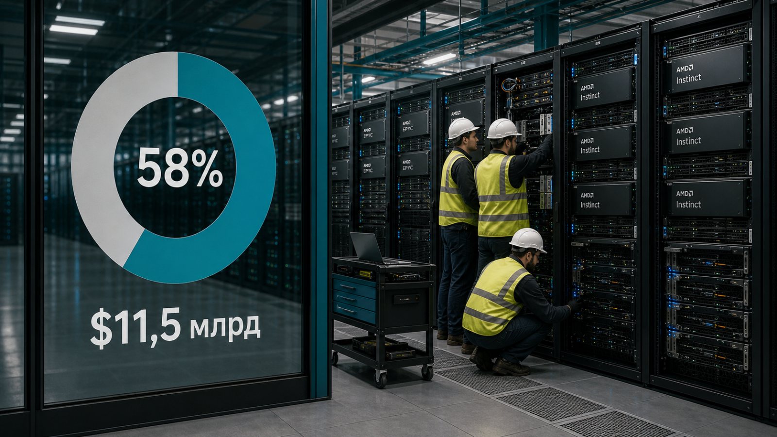 Центры обработки данных принесли AMD 58% выручки — ставка на ИИ окупается