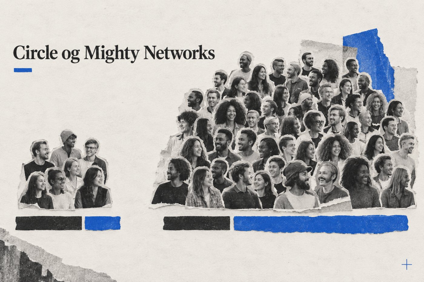 Regneeksempel for Circle og Mighty Networks: Ved 100 og 500 betalende medlemmer vokser platformgebyret med omsætningen, mens abonnementsprisen er fast.