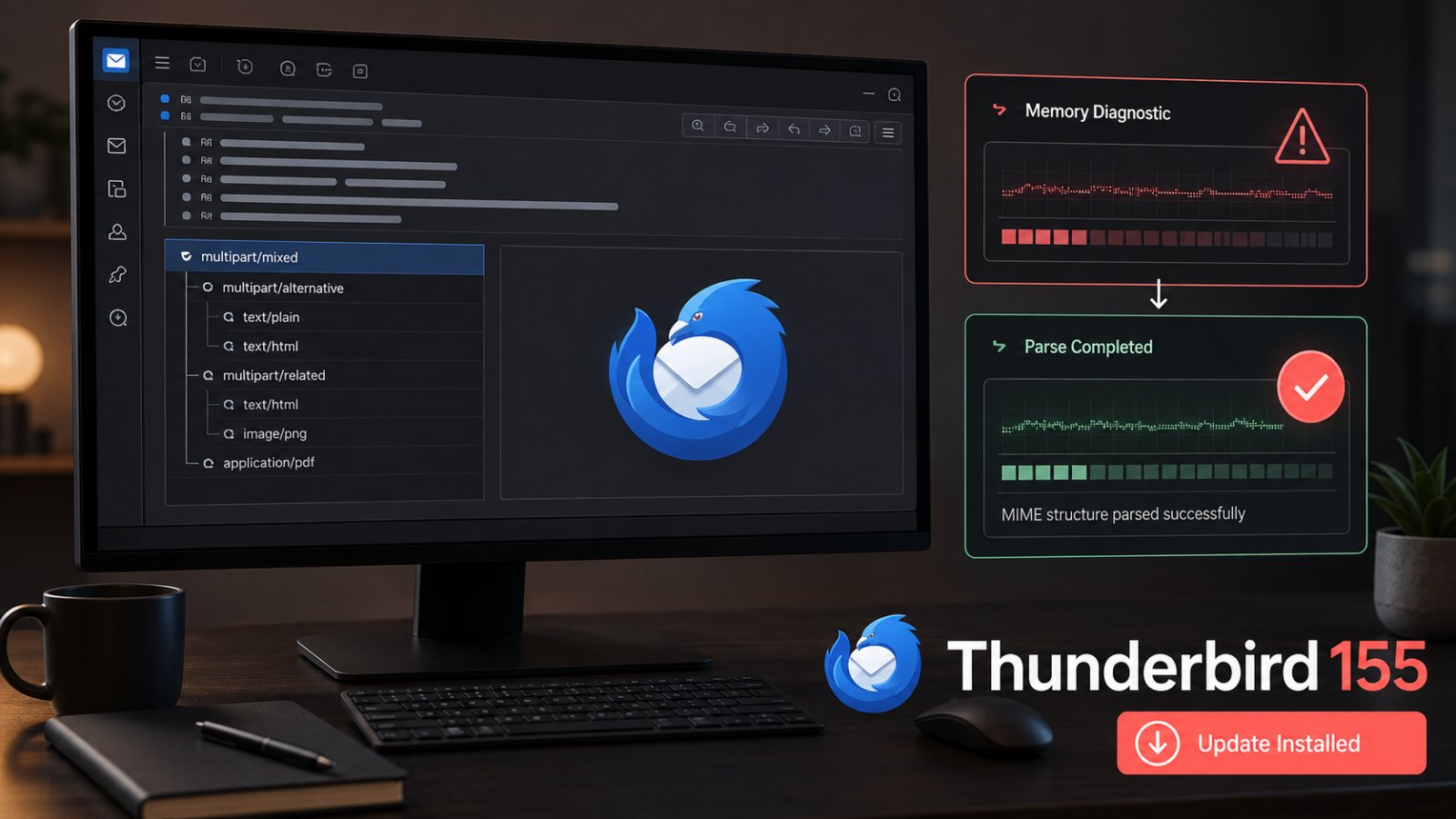 Thunderbird 155 çıktı: Yüksek riskli bellek hataları da yamalandı