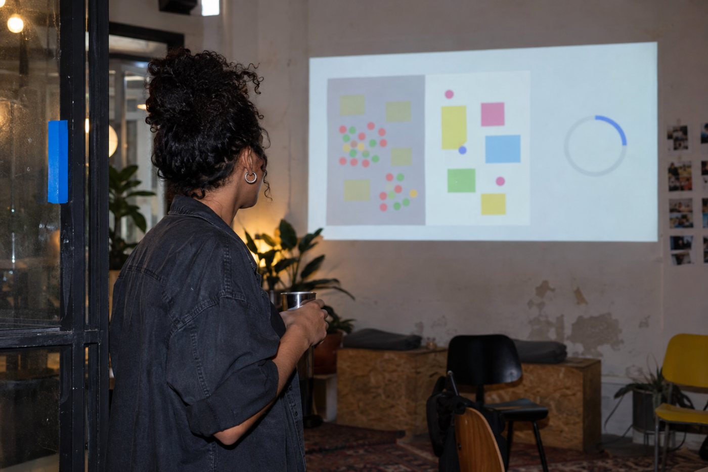 Oficina no Mural organizada em etapas com temporizador, votação e contribuições dos participantes.