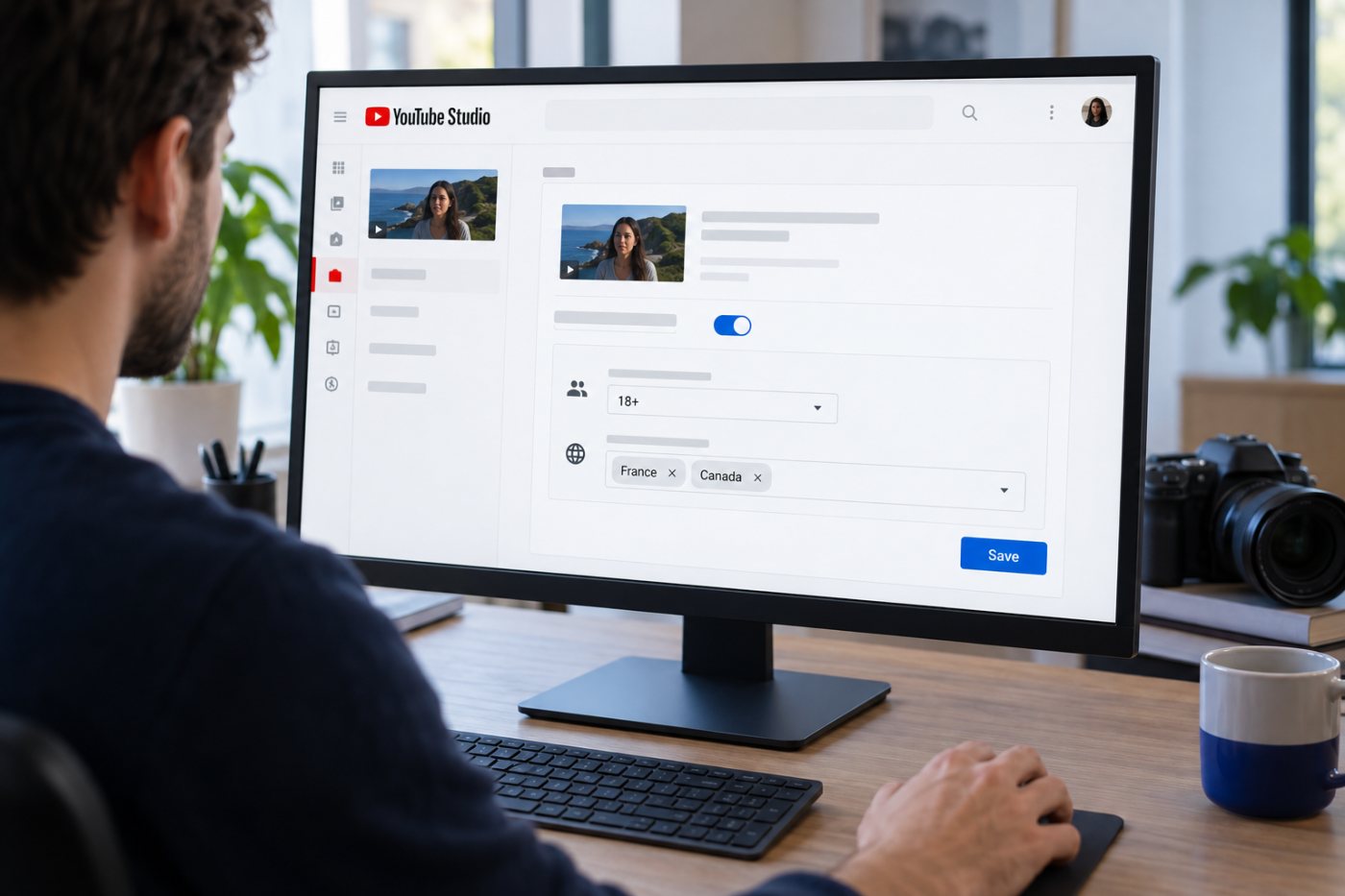 Configuration dans YouTube Studio des limites d’âge et de pays d’une vidéo sponsorisée déclarée