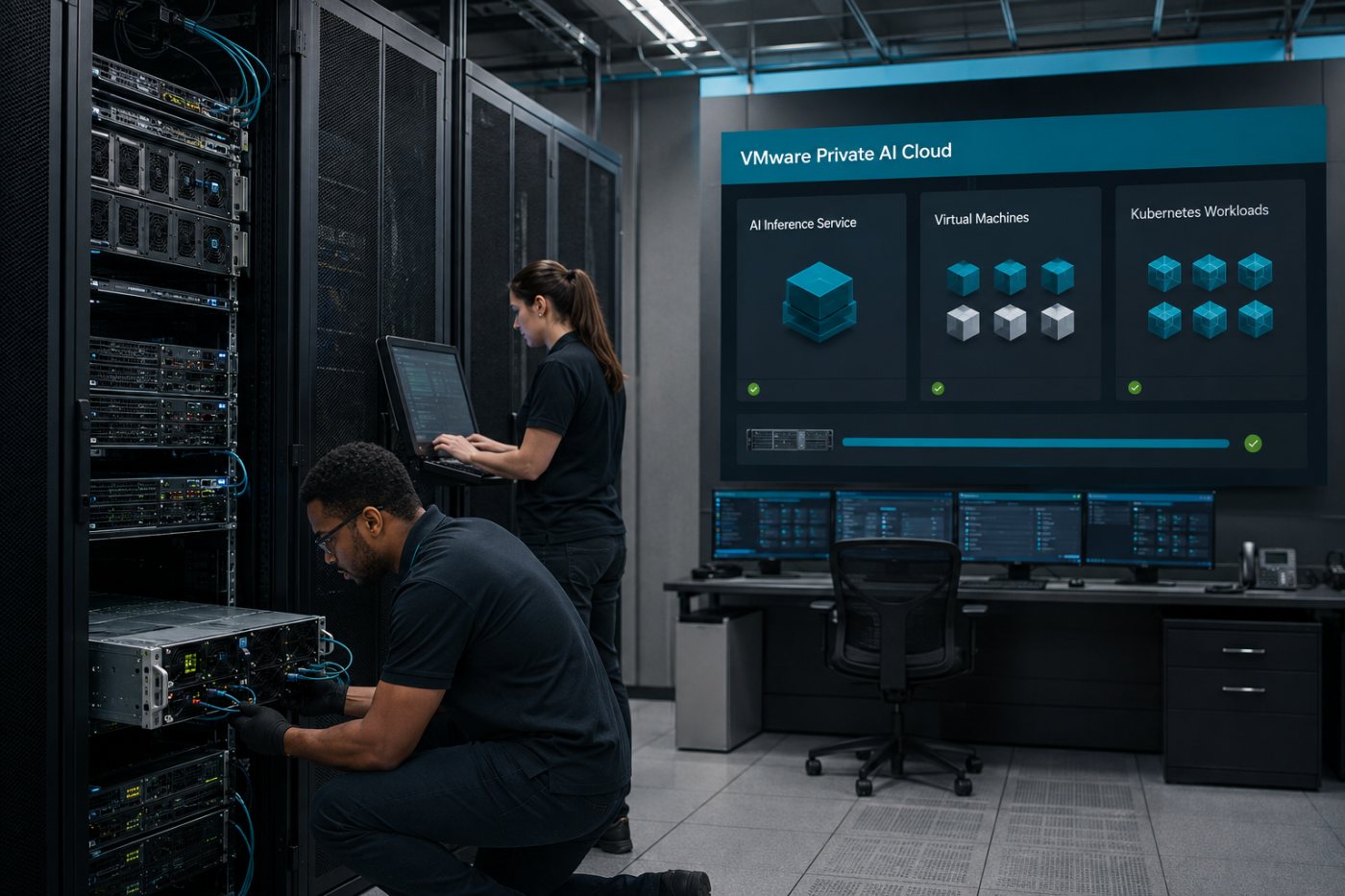 VMware AI Factory führt physische Infrastruktur, lokale Modellinferenz und bestehende VCF-Workloads in einem Betriebsablauf zusammen.