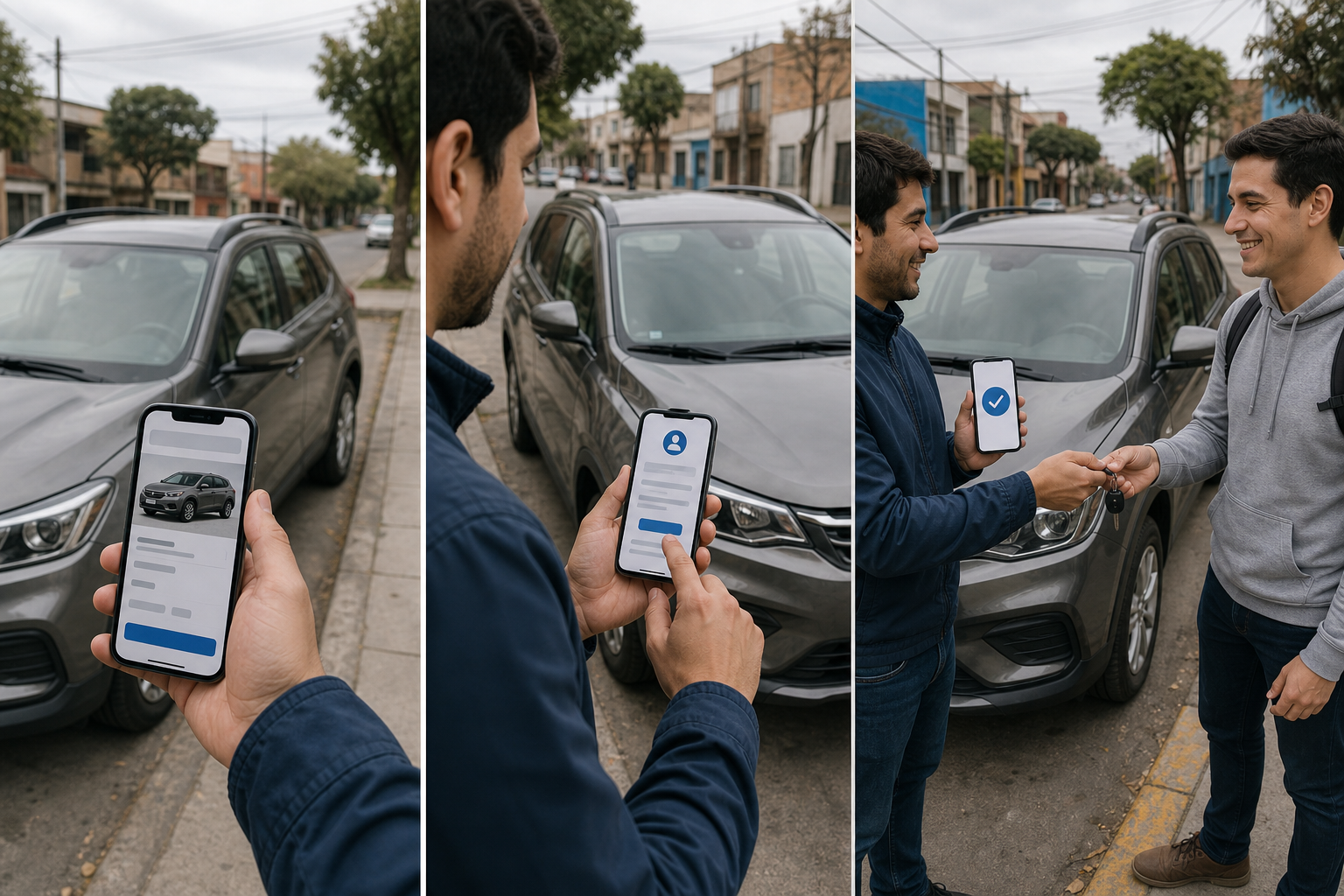 AI-assisted workflow connecting a vehicle listing with a confirmed rental