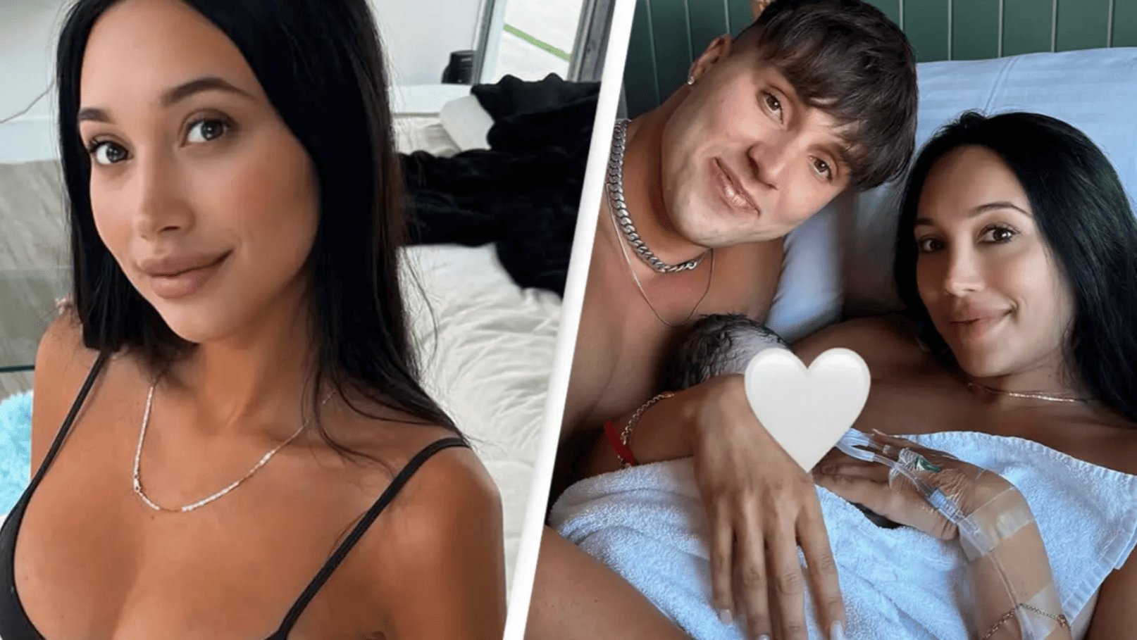 A former actress who is married to her stepbrother has announced the arrival of their first child.