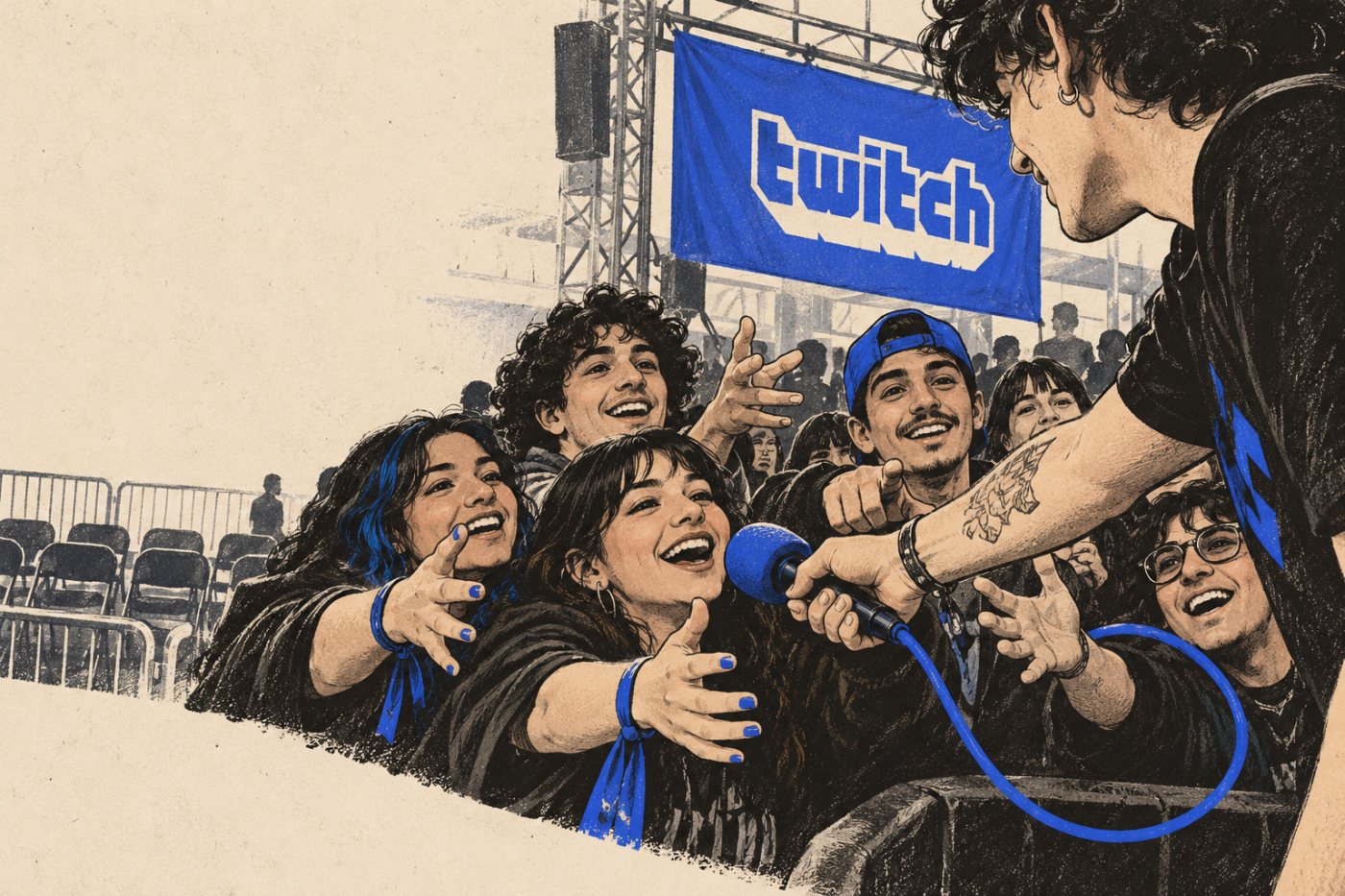 Un directo asociado a Twitch reúne a un público principalmente joven en un encuentro de videojuegos en España.