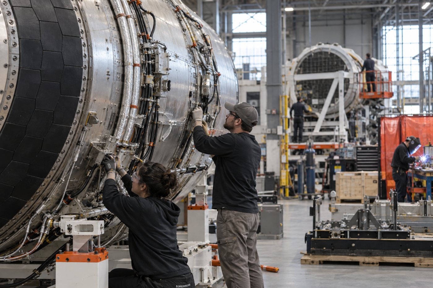 Stoke Space tesisinde Nova Pathfinder donanımının üretim ve test kapasitesiyle birlikte uçuşa hazırlanması