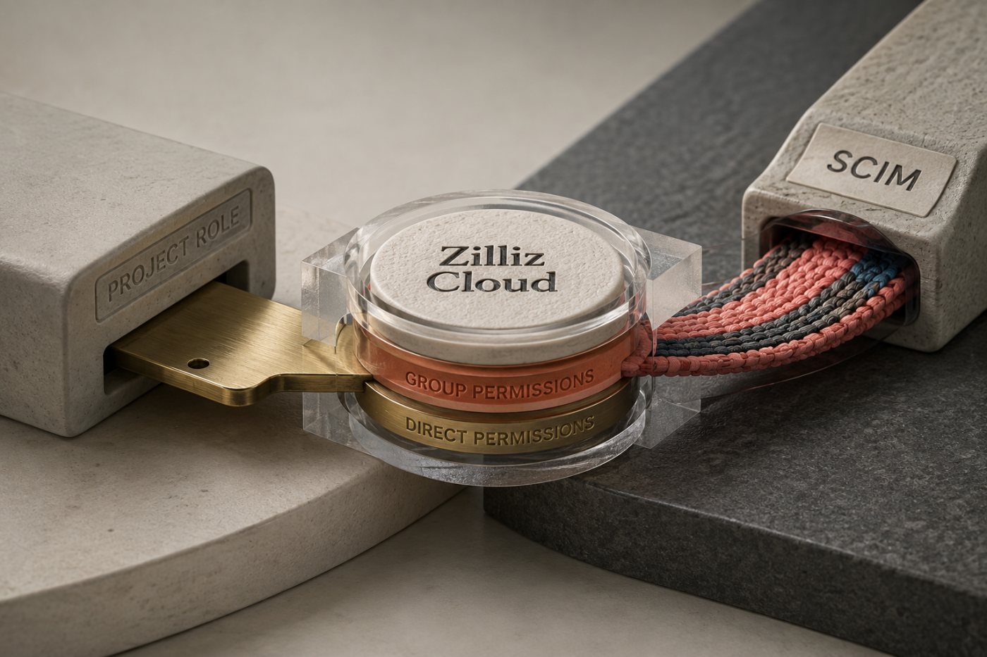 Direct and SCIM-group role assignments combine into one effective Zilliz Cloud permission set.