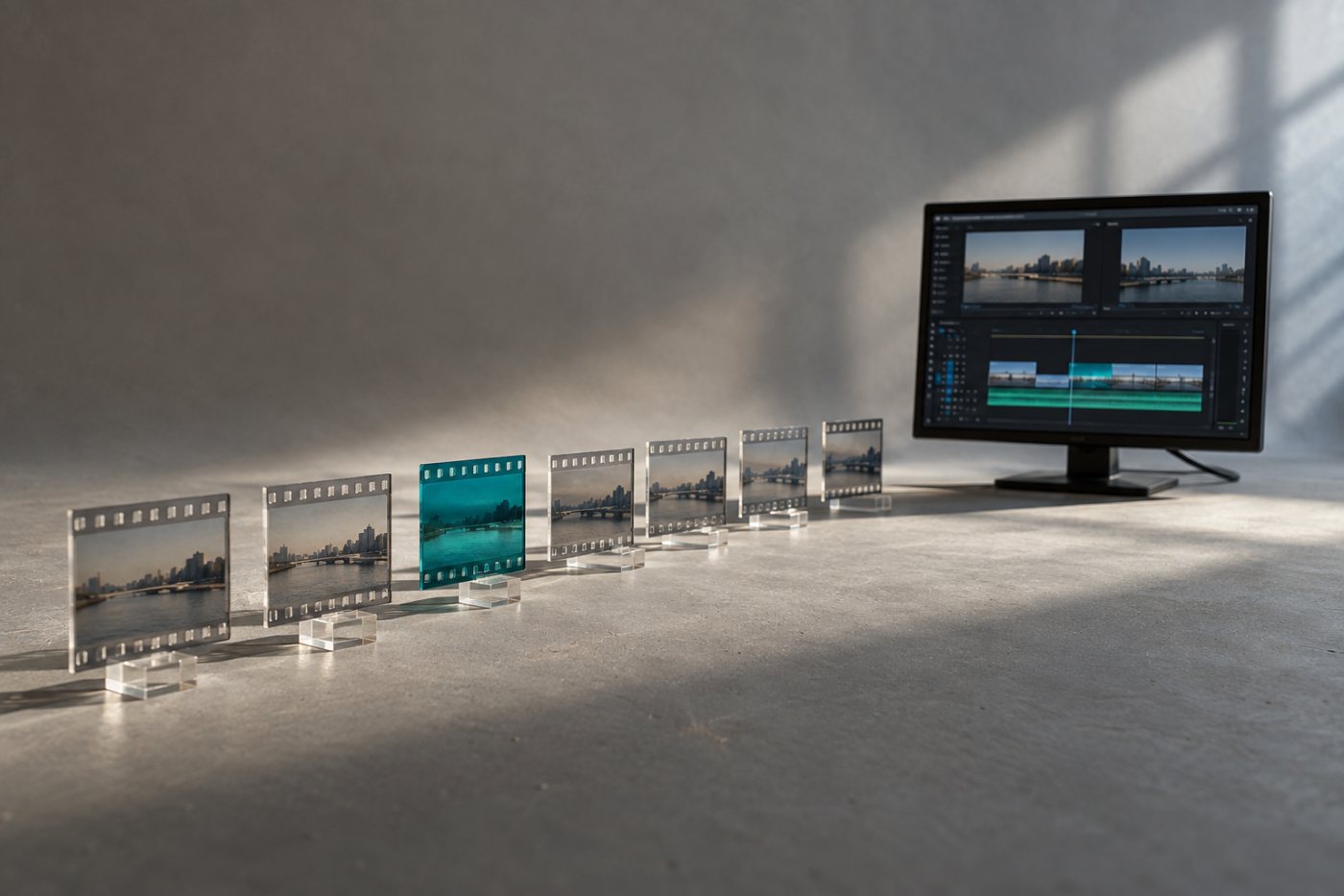 Rentang kosong di timeline Adobe Premiere terisi klip generatif dengan batas penyuntingan yang tetap jelas.