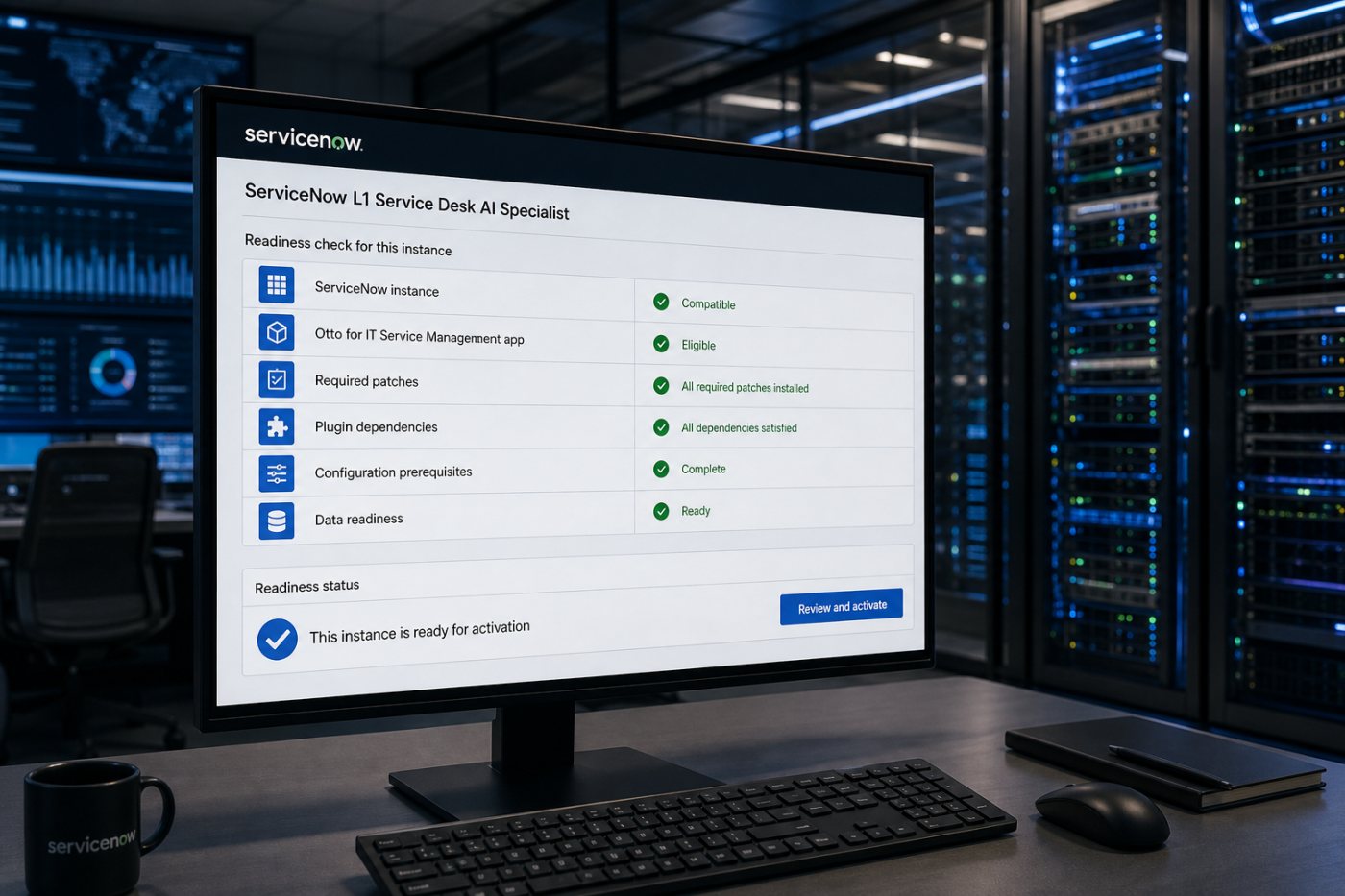 ServiceNow L1 Service Desk AI Specialist চালুর আগে platform patch ও Otto 17.0.9 readiness যাচাই