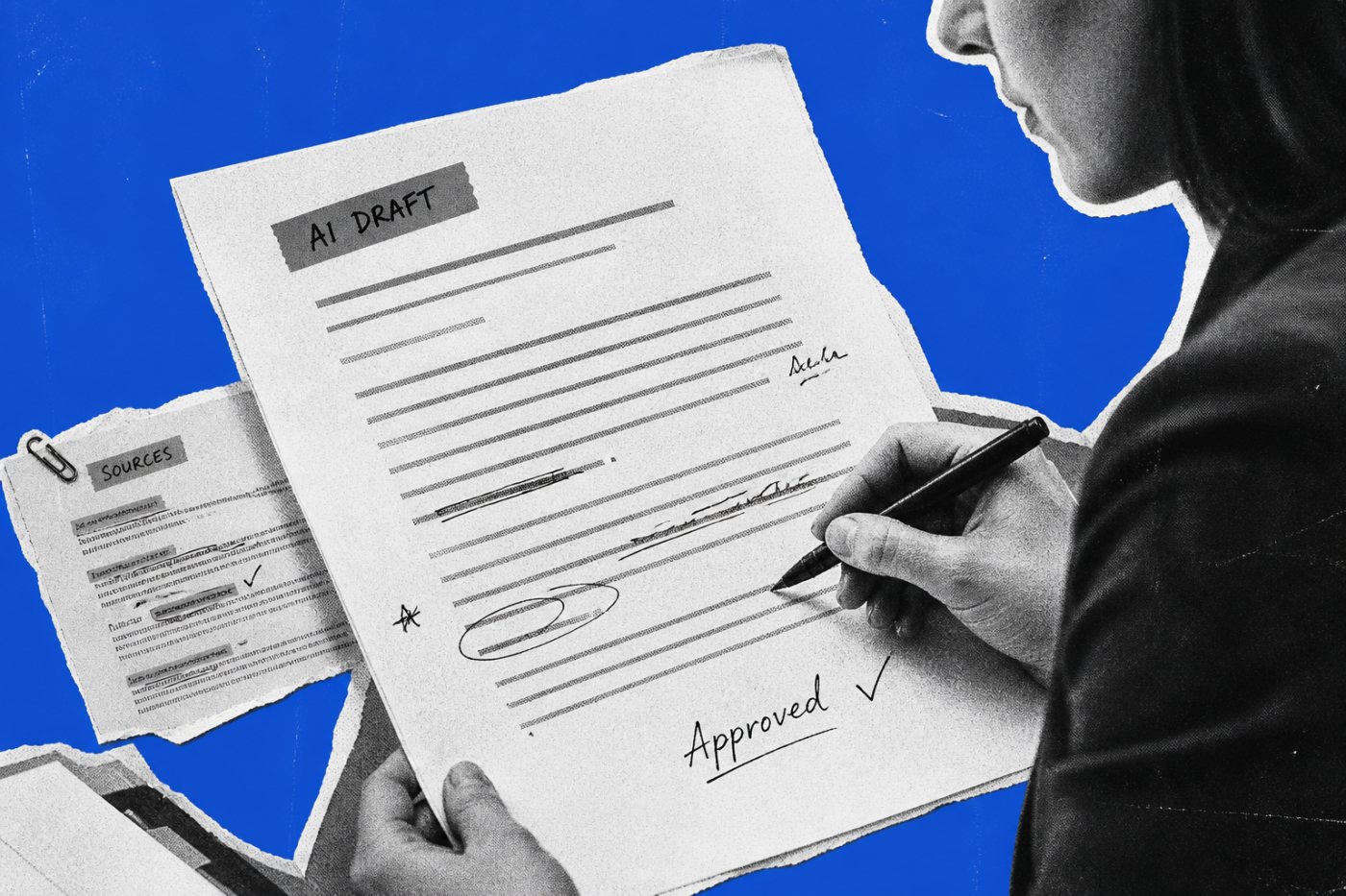 Profissional usa IA para redigir, pesquisar e revisar um documento sem deixar a atividade.