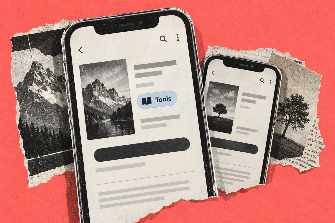 Google Play Books میں ایک اہل English ebook پر Tools badge اور دوسری کتاب پر اس کی عدم موجودگی