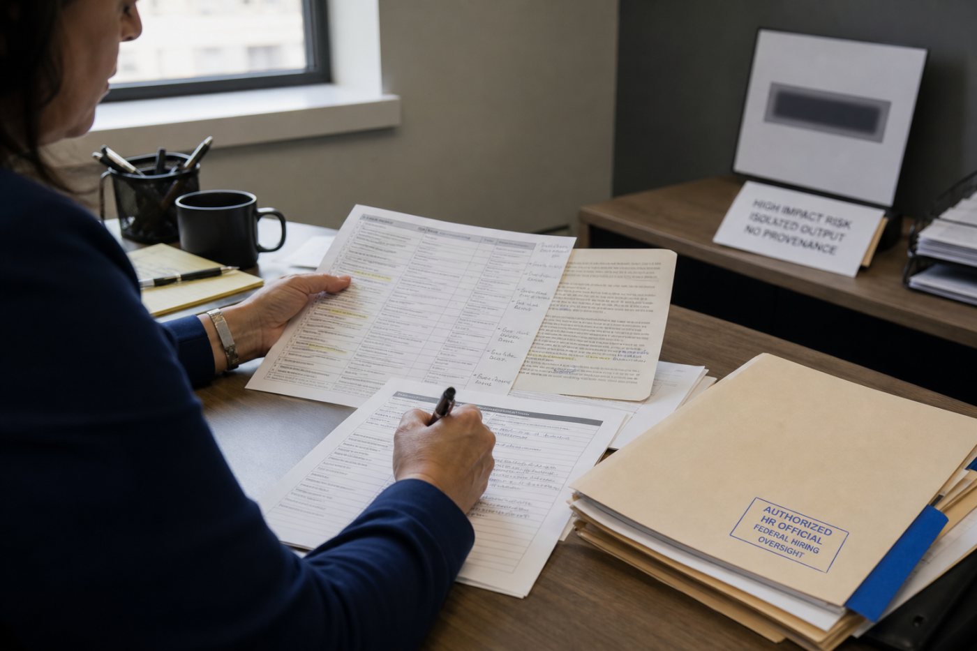 Un responsable fédéral vérifie la provenance d’un score avant de consigner une conclusion indépendante.