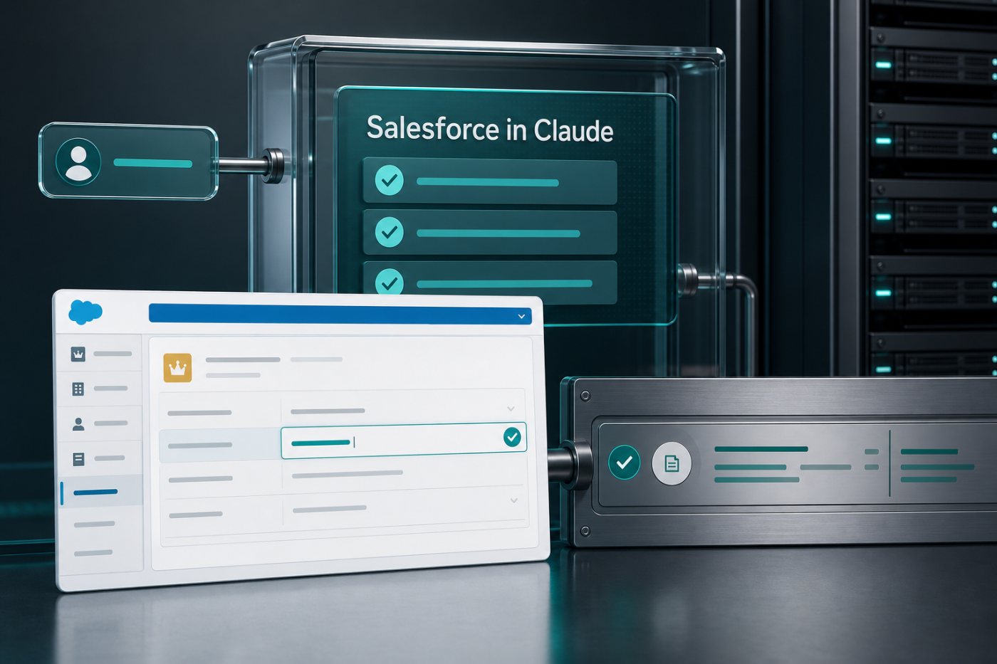 Claude请求经Salesforce托管MCP服务器完成权限检查后写回机会记录