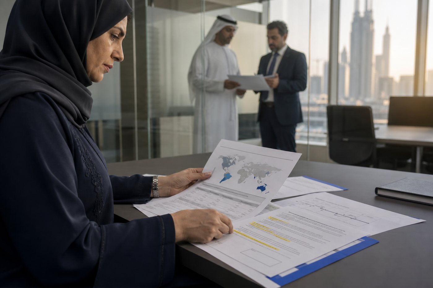 فريق مخاطر وأمن يتحقق من مكان البيانات والصلاحيات والتدقيق والمراجعة البشرية قبل تشغيل المعاينة