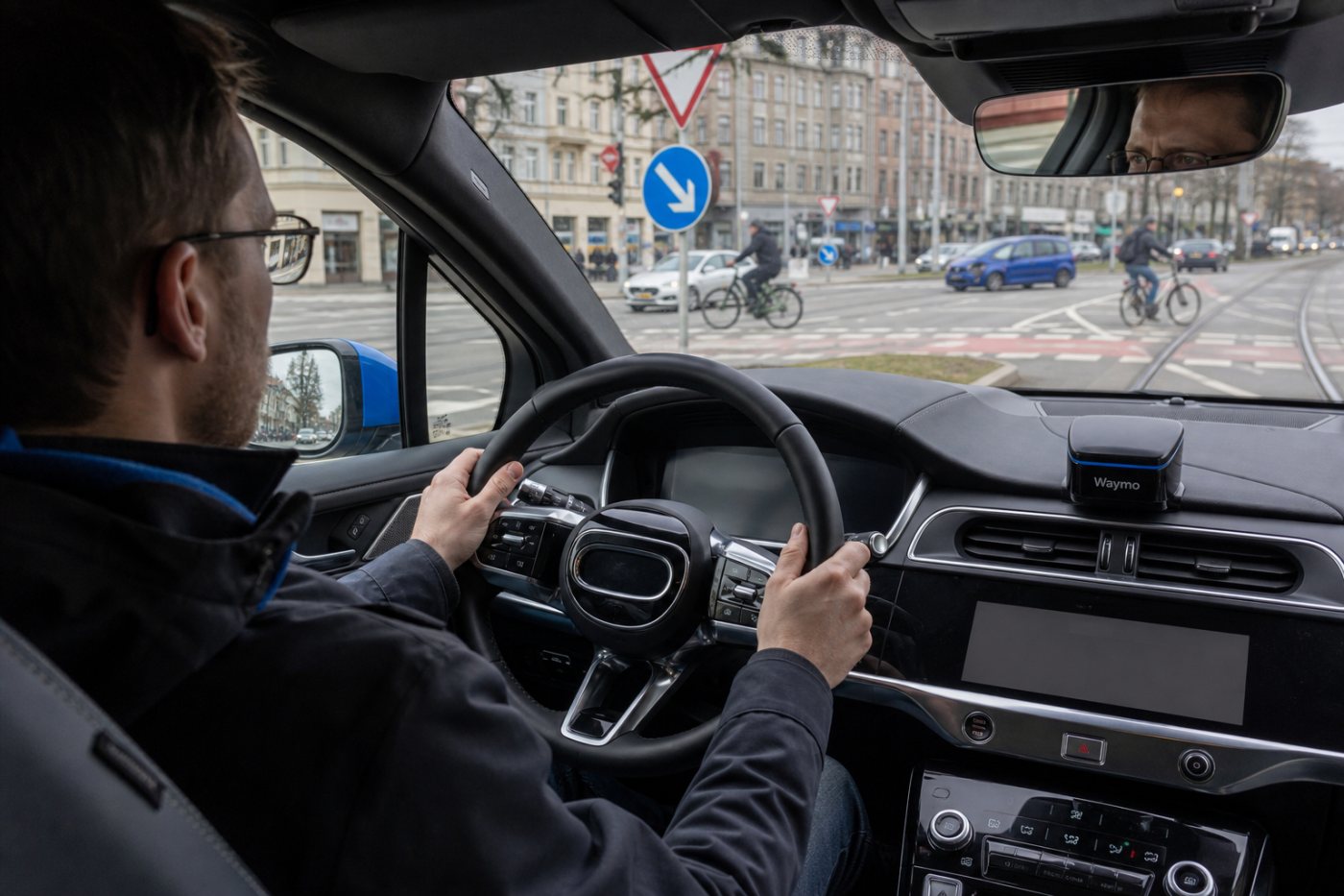 Автомобиль Waymo под управлением специалиста картографирует улицы и перекрёстки Мюнхена до запуска пассажирских поездок.