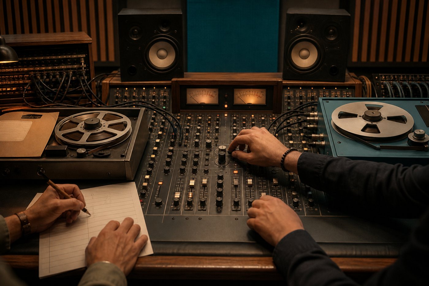 Materi audio berlisensi dibandingkan dengan keluaran alat Stability AI dalam alur produksi musik profesional.