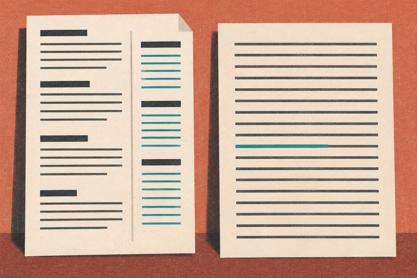 Kontrolli i tekstit të kopjuar nga PDF-ja zbulon një rresht të vendosur mes seksioneve të palidhura.