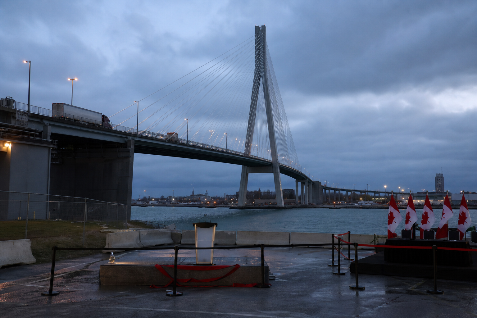 Gordie Howe International Bridge पर व्यापार विवाद के बीच अलग कनाडाई उद्घाटन व्यवस्था