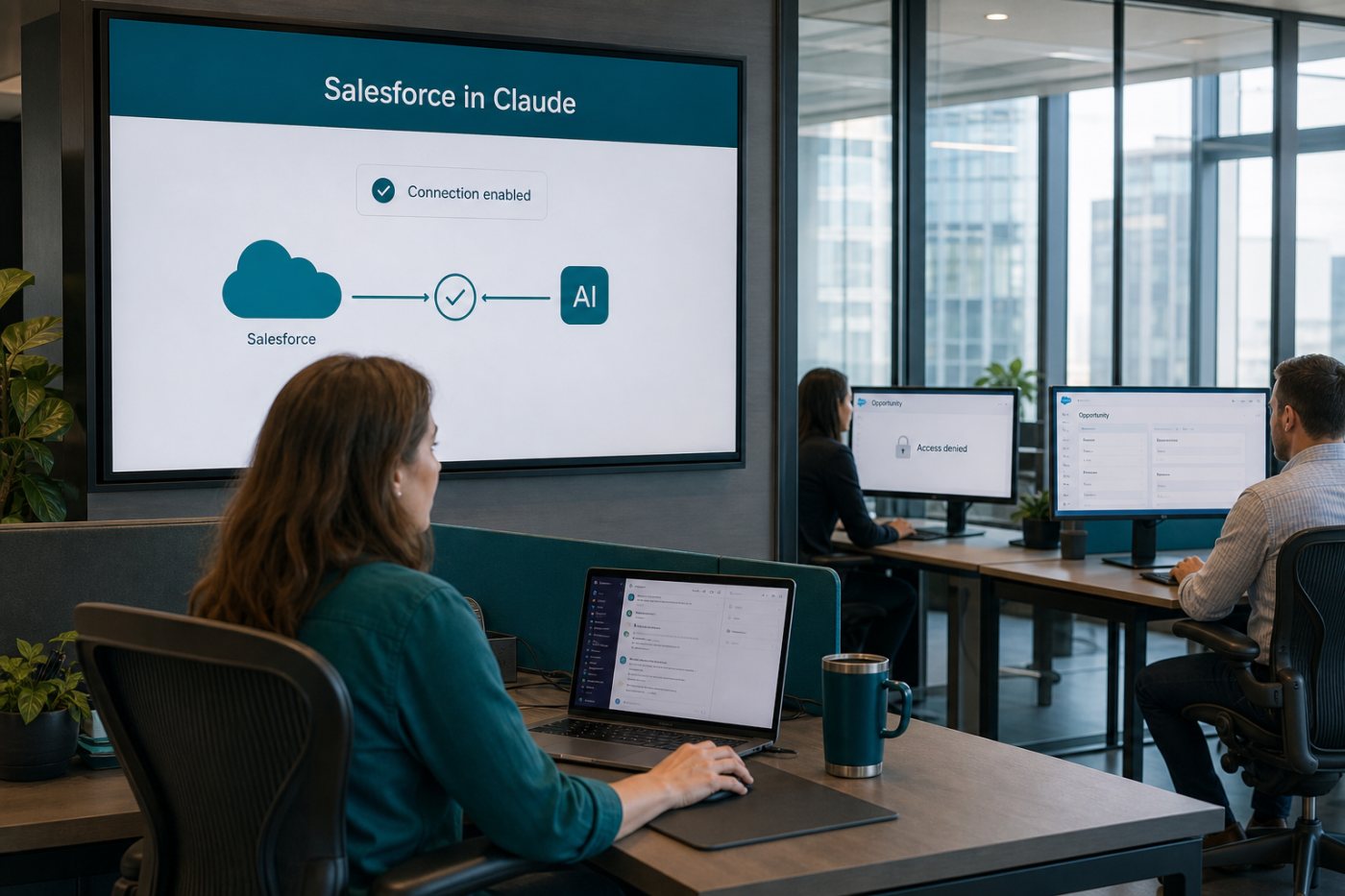 La conexión central de Claude conserva distintos permisos de acceso y edición para los usuarios de Salesforce.
