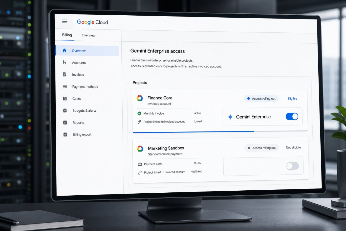 Gemini Enterprise kullandıkça öde aboneliğinin yalnızca uygun faturalı Cloud Billing hesabında etkinleşmesi