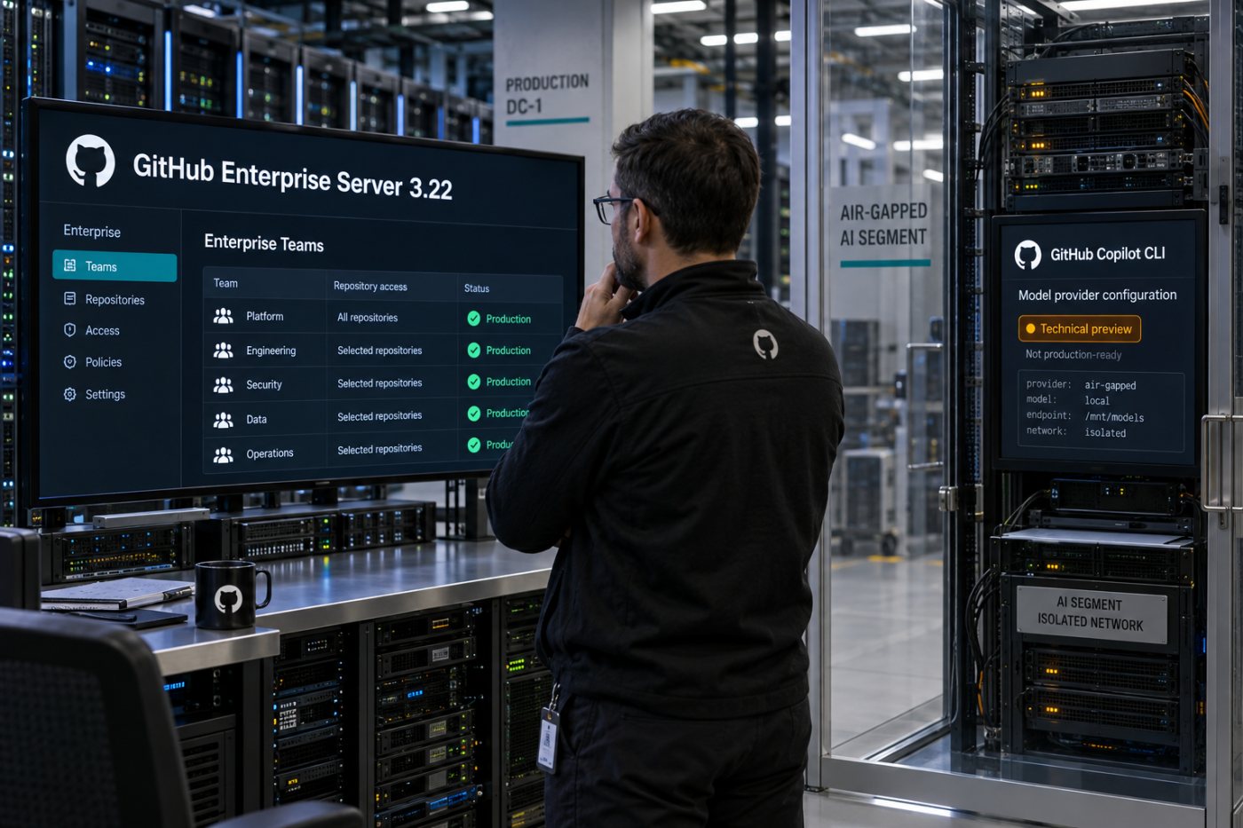 GitHub Enterprise Server 3.22 में सामान्य उपलब्ध Enterprise Teams और पूर्वावलोकन वाला एयर-गैप्ड Copilot CLI