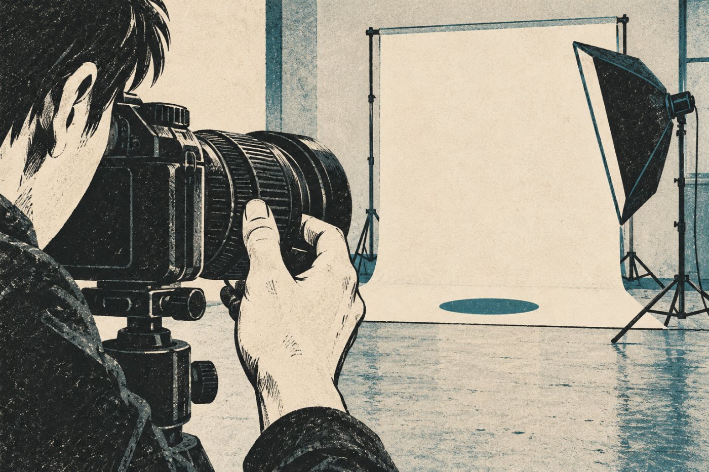 企業の宣材写真を撮影する業務委託で、発注前に作業内容と撮影場所を定める場面
