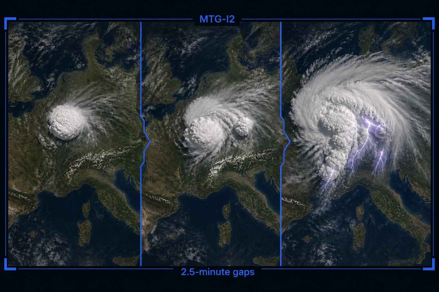 Rapid observations reveal cloud growth and lightning in a severe European thunderstorm.