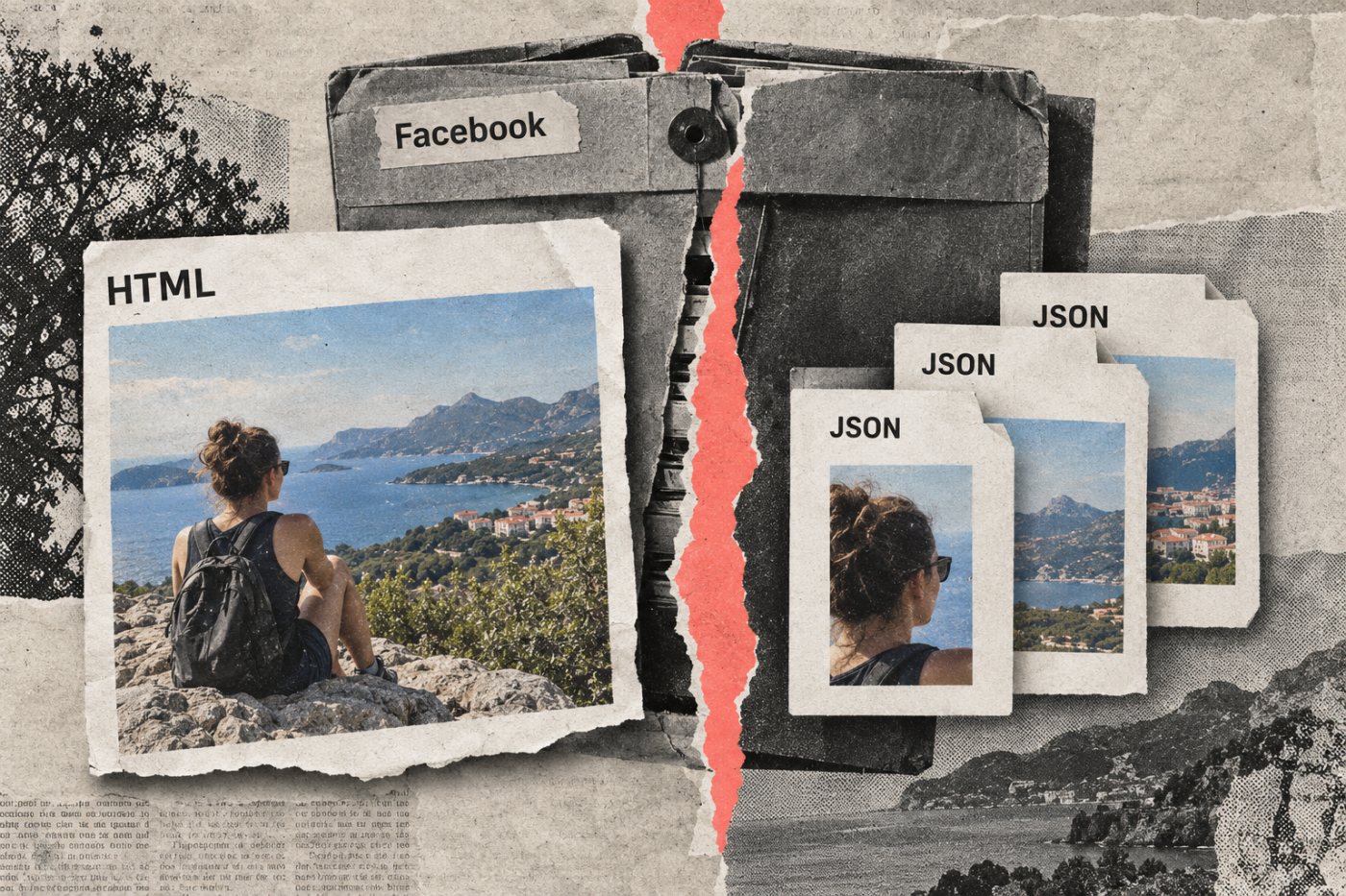 Един архив от Facebook, представен като удобен за преглед HTML и структурирани JSON данни.