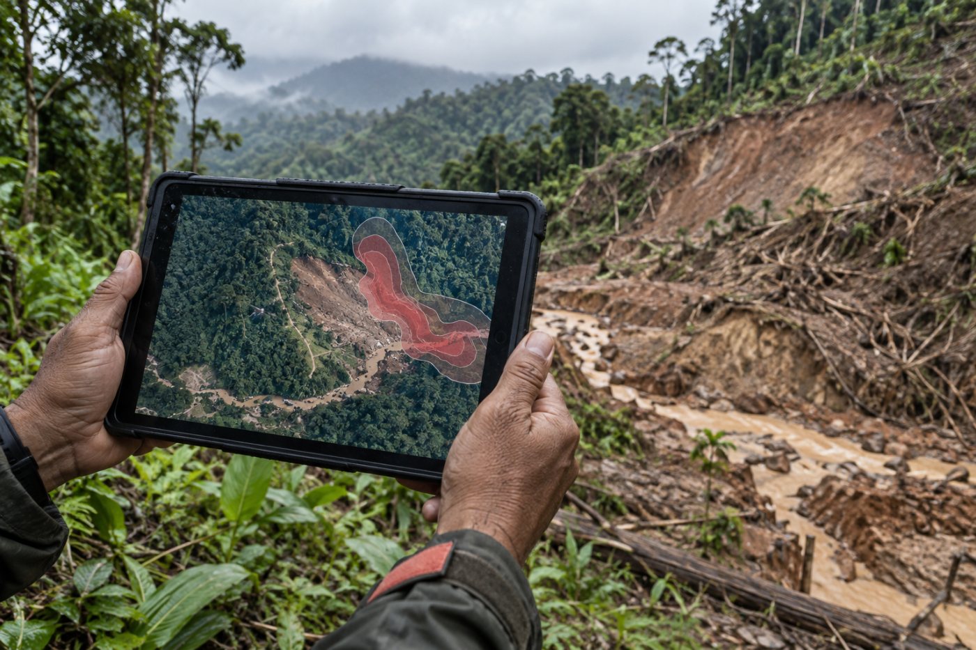 Proyek Yayasan Ekosistem Lestari menghubungkan degradasi lingkungan di Indonesia dengan prediksi risiko bencana.