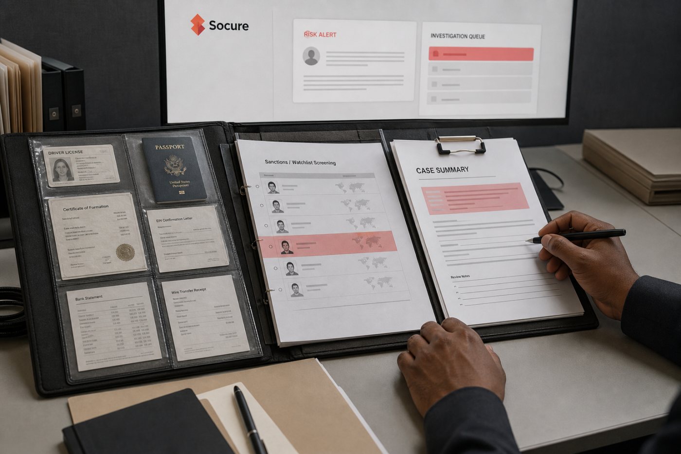 Fravity extends Socure’s risk decision into an automated investigation and a case-ready result.
