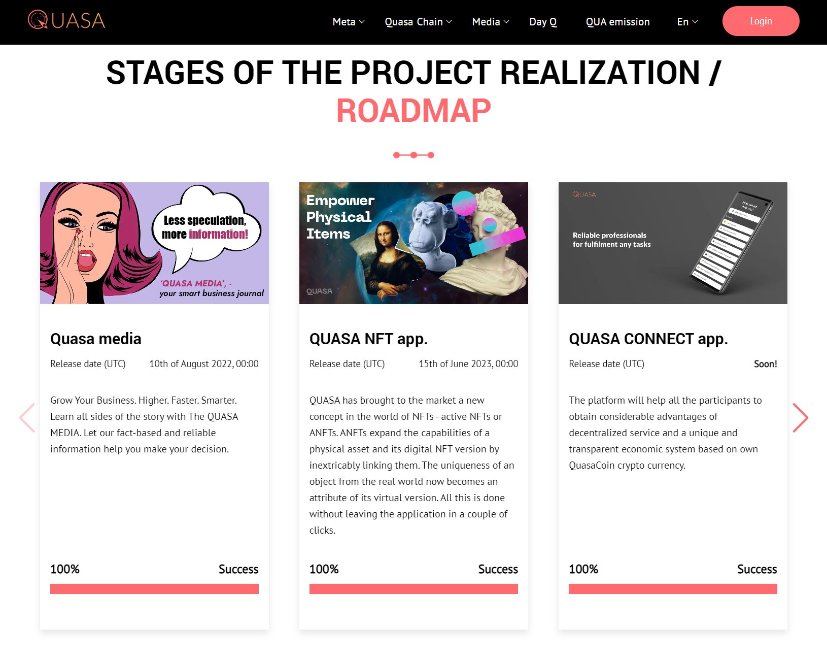 Popular blog (QUASA MEDIA) + NFT app (QUASA NFT) + Web3 app (QUASA CONNECT)